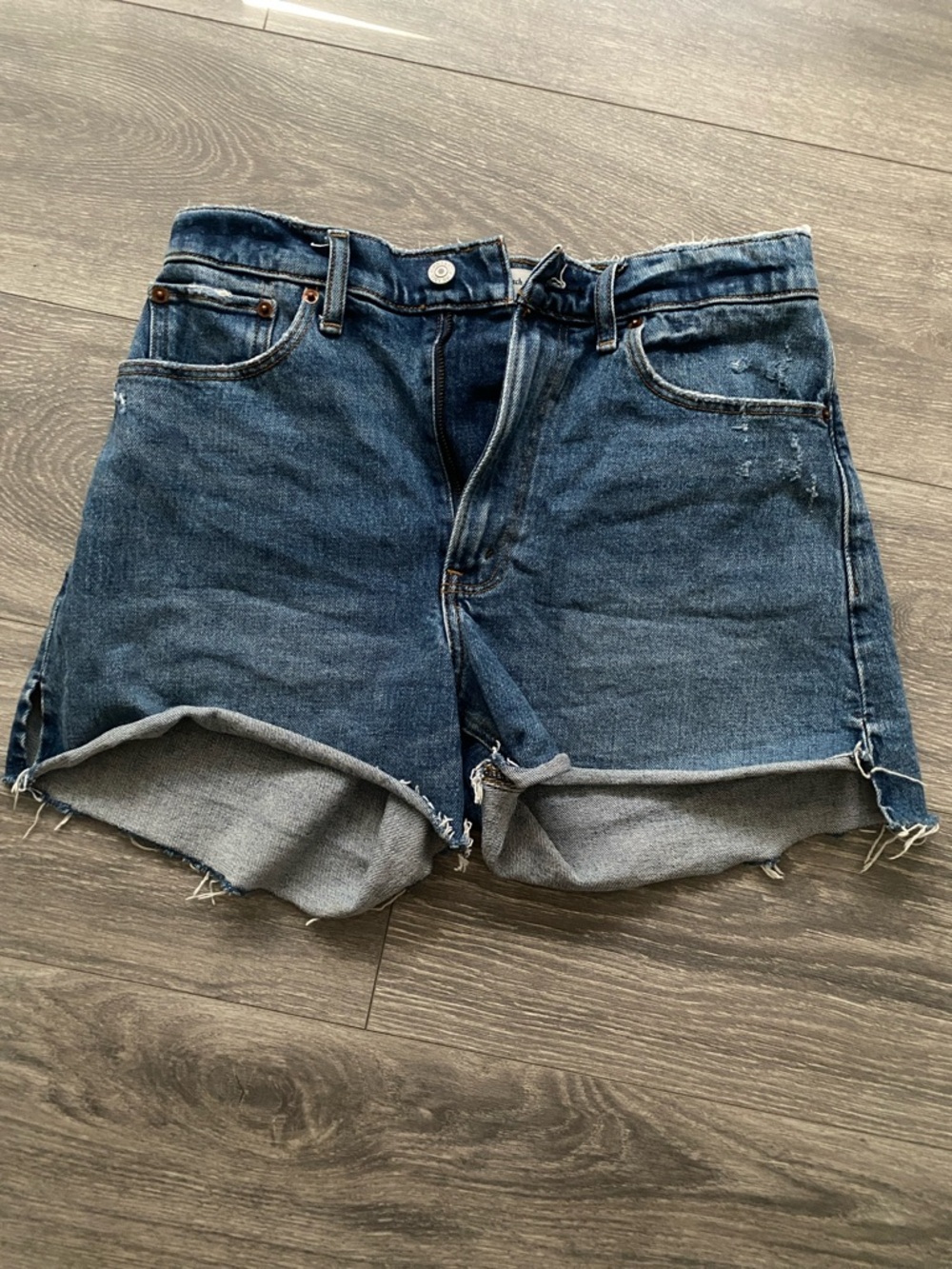 Abercrombie & Fitch Light Blue High-Rise Mom Shorts
